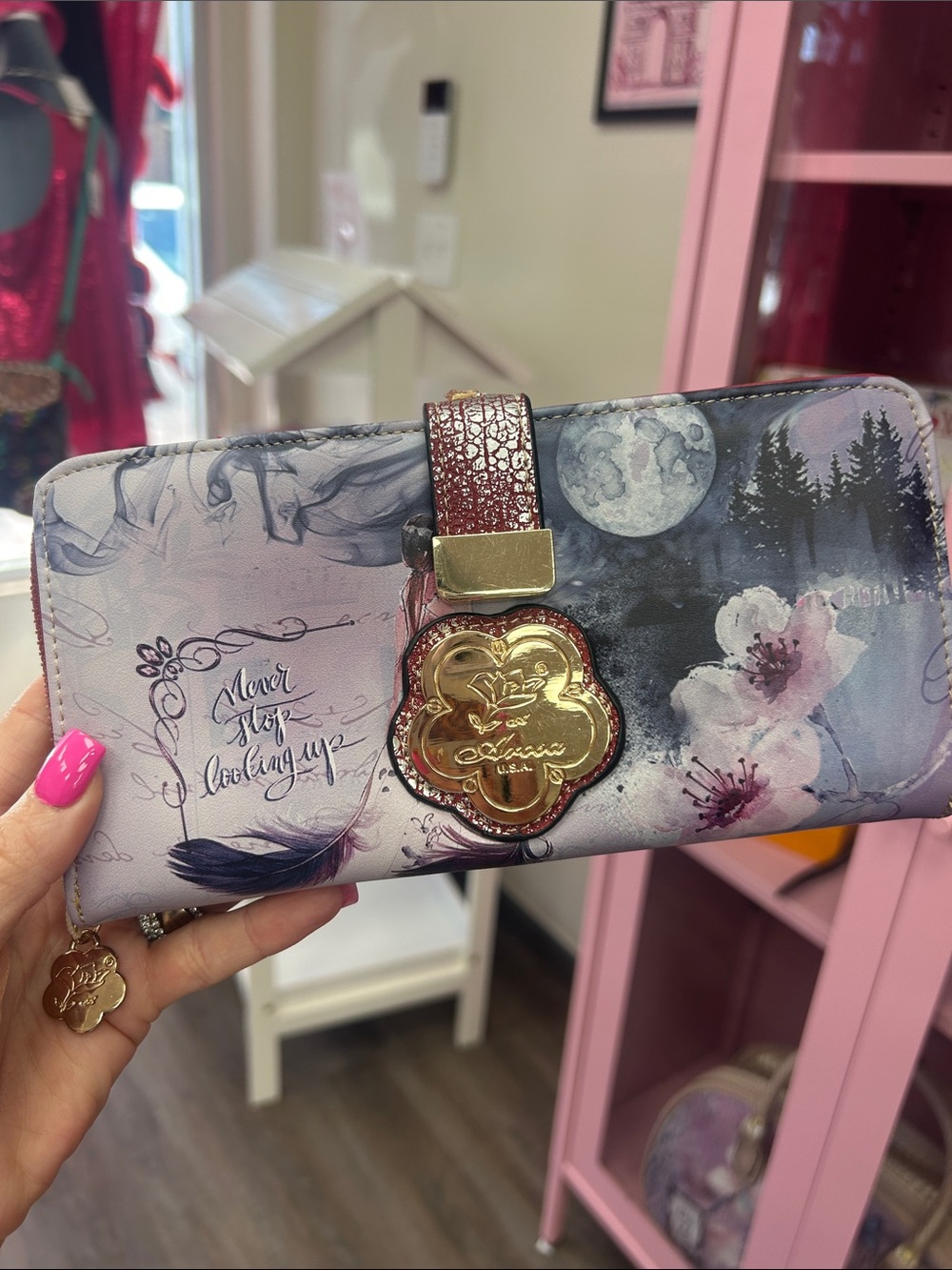 Mystic Floral Wallet in red  with Gold Accent
